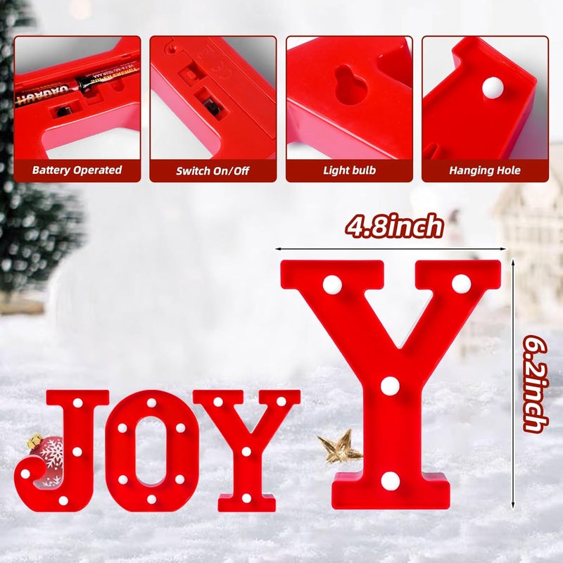 EDYCON Store Christmas Letter Lights Sign Table Decorations Christmas LED Light up Letters Battery Powered Letter for Home Bar Christmas Party Bedroom Tabletop Decor Gift(Joy) - Image 2